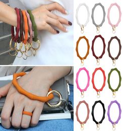 Keychains Big O Silicone Loop Wrist Key Ring Keychain With Gold Clasp Round Strap Accessories Whole Women Bag SuppliesKeychain6131993