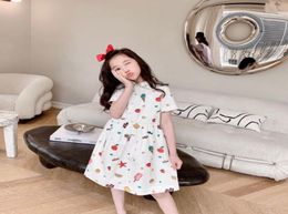 high quality baby Girls Summer Dress Cotton toddler Kids Short Sleeve Dresses Little Girl outwear Clothes3036161