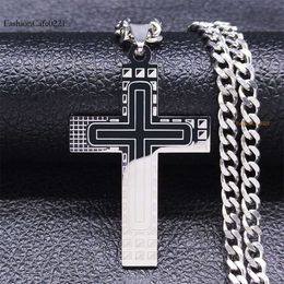 Luxury designer Cuban Link Chain New Stainless Steel Cross Men's Pendant Necklace Geometric Lines Gold Men's Chain Necklace Jewelry