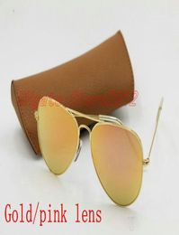 sell New Brand Designer Fashion color Mirror Men Women Polit Sunglasses UV400 Vintage Sport Sunglasses Gold Pink 58MM 62MM Len9585737