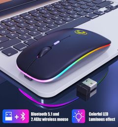 iMice RGB Rechargeable 2 mode 24G Bluetooth Mouse Wireless Silent USB Ergonomic Light Mouse Gaming Optical PC Mice for Laptop LED1174960