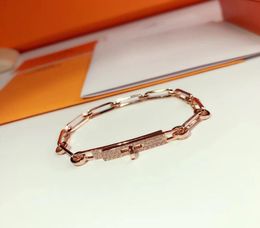 luxurious For Women Letter Round H Lock Jewelry S925 Silver Bangle Set France Quality Golden Rose Gold Superior quality Bracel2310218