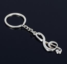 New key chain key ring silver plated musical note keychain for car metal music symbol chains5566315
