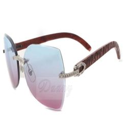 2019 fashion trendy diamonds sunglasses T8300818 with tiger wood arms and two tone lens gradient lens silver Size 6018135 mm6337047