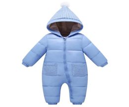 Jumpsuits Winter Baby Clothes Hooded Rompers For Boys Girls 3 6 12 18 24 Month Toddler Warm Thick Romper Born Wear Infant Jumpsuit1027659