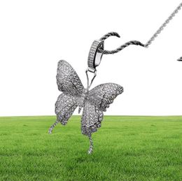 High Quality Hip Hop Necklace Gold Plated Bling CZ Butterfly Pendant Necklace for Men Jewelry Gift6597296