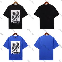 purple Brand T Shirt American high street Men Couple Letters Logo Cotton casual Graffiti Color Print Paint Pattern Top Fashion Loose Oversized Hip Hop top Tees 01