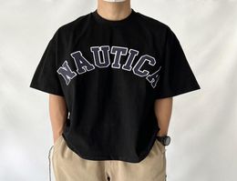 Man T Shirt NAUTICA Hasegawa Akio supervised the production of chest letter patch embroidery loose couple men and women short slee1855118