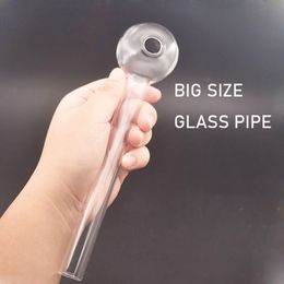 BIG SIZE 200MM Glass Oil Burner Pipe 50mm Head Bowl Cheapest Thick Pyrex Hand Smoking Spoon Pipe Clear High Quality Tobacco Pipes Transparent Great Tube Tubes Nail