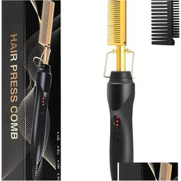 Hair Straighteners 2 In1 Comb Straightener Electric Heating Fast Portable Travel Anti-Scald Beard Press Drop Delivery Products Care St Otjwr