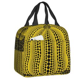 Yayoi Kusama Abstract Pumkin Insulated Lunch Bag for Women Resuable Cooler Thermal Food Lunch Box School Work Picnic Tote Bags 240601