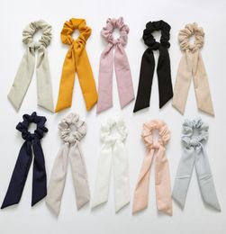 Ribbon Hair Scrunchies Women Elastic Hairbands Solid Ponytail Scarf Hair Ties Rope Ponytail Holder Girls Hair Accessories 10 Color3279178