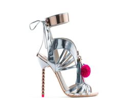 2019 Nuovo stile Style Ladies in pelle brevetto 9 cm tacco alto sexy pepeptie zipper Sophia scarpe da web sandali 34423938152