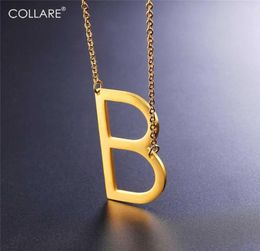 Collare Initial Choker Necklace Women Gold Colour Alphabet Gift 316L Stainless Steel Jewellery Sideways Letter B Men N004 Chokers7600436