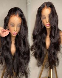 Body Wave Human Hair Perücken 4x4 5x5 13x4 transparente Spitzenperücke für schwarze Frauen 30 32 34 36 38 40 Zoll vorgezogenes natürliches Haaransatz3050543