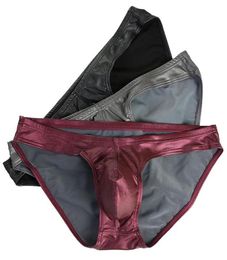 Underpants Faux Leather Mens Underwear Briefs Gay Penis Pouch Sexy Bikini Men Panties Male Lingerie6293619