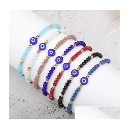 Chain Handmade Braided Evil Blue Eye Bracelet Stainless Steel Crystal Beads Bracelets With Gift Card For Women Girls Wholesale Drop D Dh5Go