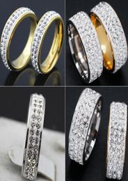 30pcs Vintage Wedding Rings 2 row 3 row Zircon crystal full rhinestone rings Silver Gold Stainless Steel CZ Engagement Rings Xmas 4399689