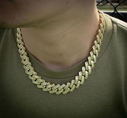 16mm Baguette Prong Cuban Link Chain 14K White Gold Plated Diamond Cubic Zirconia Jewellery 16inch24inch Necklace3485554