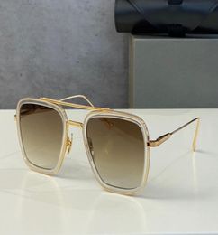 FLIGHT Square Sunglasses Crystal 18K Gold Brown Gradient Men Cool Glasses Sunnies Gafas de sol Summer Shades Occhiali da sole UV E6379189
