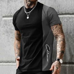 Men's T-Shirts Mens Street T-shirt Summer Mens 3D Stripe Printed Short sleeved Top Fashion Daily T-shirt Extra Large T-shirt Mens Clothing J240531