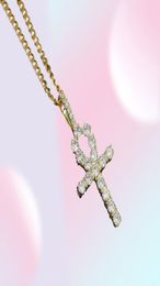 hip hop cross diamonds pendant necklaces for men women Religion Christianity luxury necklace Jewellery gold plated copper zircons Cu1906497