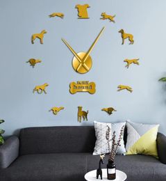 Wall Clocks Greyhound Adoption Whippet Art DIY Giant Clock Home Decor Dog Animal Exclusive Watch9793831