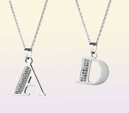 Pendant Necklaces Initial Letter Necklace AZ Stainless Steel Crystal Alphabet Pendants Letters Men Women Charm JewelryPendant486221217197