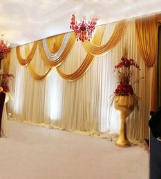 Party Decoration Tanmeluo 3X6M Luxury Wedding Backdrop Curtain White Background Drapery Gold And Sequin Swag Pleated Event Home De5449295