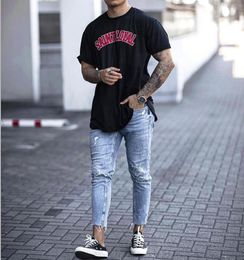 Mens Jeans Hole Distressed Summer New Slim Denim Trousers European and American Style Asian Size3553155