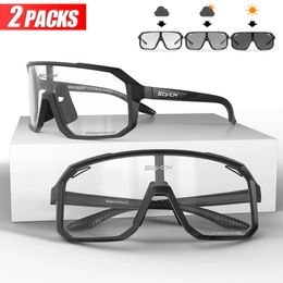 2 Packs Pochromic Riding Cycling Sunglasses Mtb Glasses Goggles Bicycle Mountain Bike Men Sport Eyewear 240524