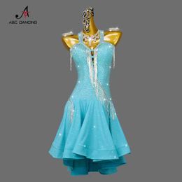 Stage Wear New Latin Dress Dance Wear Plus Size Women Clothing Prom come Evening Sequin Outdoor Sex Skirt Practise Performance Ball Suit Y240529