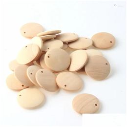 Pendant Necklaces Nature Wood Beads Charm Pendants Unfinished Wooden Round Beaded For Fashion Jewelry Making Diy Earrings Accessories Dhhgg