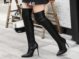 black strechy over the knee thigh high boots pointed stiletto heels luxury women winter boots size 34 to 42 to 486421646