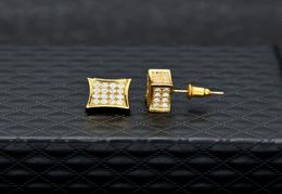 New Mens Jewelry Stud Earrings Hip Hop Cubic Zirconia Diamond Fashion Copper White Gold Filled Crystal Earring9888122