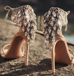 Summer Bling Diamonds Sandals Rhinestone back Cover Wedding Women Gladiator Suede Strappy High Heel Shoes Woman Shiner Crystal Lac2180394