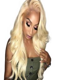 613 Brazilian Virgin Hair Straight Body Wave Human Hair Wigs Blonde Pre Plucked Lace Frontal Wigs and Full Lace Wig Middle 3P368419946459