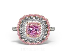 Top Selling Luxury Jewelry Handmade 18K White Gold Filled Cushion Shape Pink Sapphire CZ Diamond Gemstones Women Wedding Crown Ban1074970