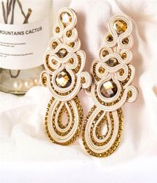 Dangle Chandelier Soutache Exquisite Women039s Earrings Fashion Boho Jewellery Beige Purple Long Large Eardrop Earring Shiny Rh1527754