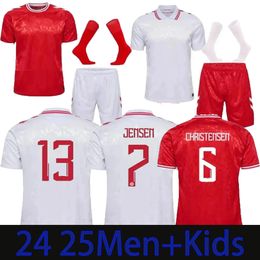 2024 Euro Cup New 2025 National Team 24 25 Soccer Denmark Football Jersey Shirt Kids Kit Full Set Home Red Away White Men Uniform CHRISTENSEN JENSEN ERIKSEN