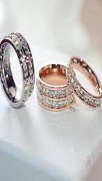 Titanium Stainless Steel Rings for Women Men jewelry Cubic Zirconia Rose Gold Silver Rings with CZ Diamond Crystal5943720