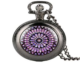 The Notre Dame De Paris Cathedral Display Watches Antique Quartz Pocket Watch Necklace Chain Clock Souvenir Gifts for Men Women2398195