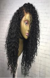 Glueless Remy Brezilya İnsan Saç Perukları Derin Kıvırcık Dantel Ön ve Siyah Kadınlar İçin Tam Dantel Doğal Renk 9912274