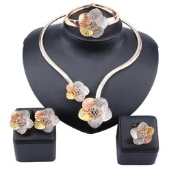 African Beads Jewelry Sets Flower Crystal Pendant Necklace Earrings Bracelet Rings For Women Wedding Party Accessories Sets6540382