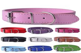 Dog Collars Leashes 10pcs lot Mixed Colours Pu Leather Cat Adjustable Pet Puppy Neck Strap For Small Dogs Big Collar Size XS298z6864340