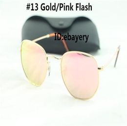 5 Pcs High Quality Fashion Hexagonal Metal Sunglasses For Mens Womens Irregular Sun Glasses Gold Black 51mm Glass Lens With BoxCa6060032