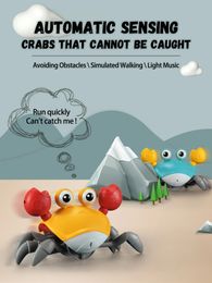1Pcs Escape Crab Auto-sensing Function Children Crawling Avoiding Obstacles Electronic Pet With Music Baby Walking Toy 240530