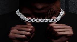 Pendant Necklaces High Quality Iced Out Men Jewellery 5A CZ Hip Hop Bling Micro Pave 19mm Cuban Link Chain Big Heavy Chunky Necklace9801914