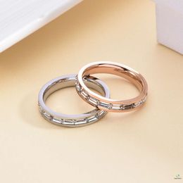 Ring Designer Ring Luxury Jewelry New Titanium Steel Couple Ring Cross border Fashion Diamond Inlaid Full Diamond Ring Wholesale