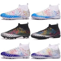 Breathable AG TF Football Boots Youth Mens High Top Soccer Cleats FG Spikes Shoes Fashion Trainers Lightning Lines